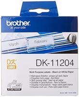 Brother DK-11204 Rol met etiketten 54 x 17 mm Papier Wit 400 stuk(s) Permanent hechtend DK11204 Adresetiketten - thumbnail