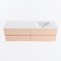 MONDIAZ VICA 160cm badmeubel onderkast Rosee 4 lades. Wastafel CLOUD rechts 1 kraangat, kleur Talc. - thumbnail