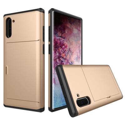Schokbestendig robuuste Armor beschermende case met kaartsleuf voor Galaxy Note 10 (goud)