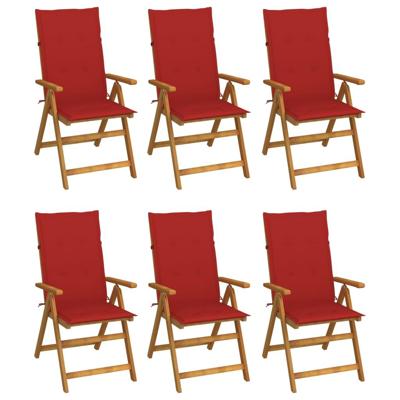 Tuinstoelen 6 st inklapbaar met kussens massief acaciahout