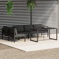 6-delige Loungeset met kussens aluminium antracietkleurig - thumbnail