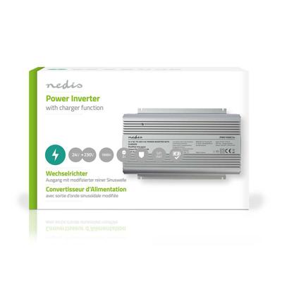 Stroomomvormer Gemodificeerde Sinusgolf | 24 V DC - 230 V AC | 1000 W | 2x Schuko-Uitgang | Oplaadfunctie