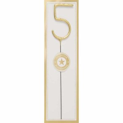 Wondercandle sterretje Nummer 5 Kaars Goud (Wit Goldstuck)