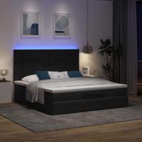 Ottoman bed met matrassen en LED's 160x200cm fluweel zwart - thumbnail