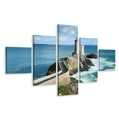 Schilderij - Vuurtoren Petit Minou, Frankrijk, 5 luik, Premium Print