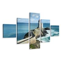 Schilderij - Vuurtoren Petit Minou, Frankrijk, 5 luik, Premium Print - thumbnail