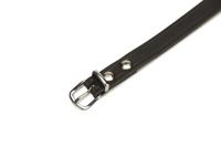 Lederen honden halsband zwart - 47 cm x 18 mm - thumbnail