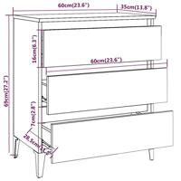 Dressoir 60x35x69 cm bewerkt hout gerookt eikenkleurig - thumbnail