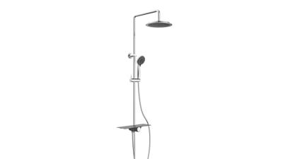 AQUASTAR hoofddouche set met planchet, chroom-antraciet wellness hoofddouche met antikalk nozzles, hoofddouche: Ø ca. 24 cm handdouche met 5 functies en met antikalk nozzles, maat: Ø ca. 10 cm m