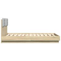 Bedframe met hoofdeinde bewerkt hout sonoma eiken 135x190 cm - thumbnail
