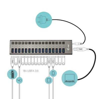 i-tec Charging Hub U3CHARGEHUB16 USB-hub 16 poorten USB-A USB 3.0 5 GBit/s Grijs