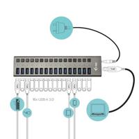 i-tec Charging Hub U3CHARGEHUB16 USB-hub 16 poorten USB-A USB 3.0 5 GBit/s Grijs - thumbnail
