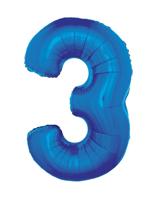 Folieballon Blauw Cijfer &apos;3&apos; Groot - thumbnail