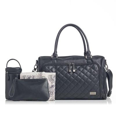 Isoki verzorgingstas double zip satchel Diagonal Quilted Midnight