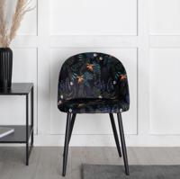 Nohr Eetkamerstoel 'Amon' Velvet, kleur Zwart/Bloemenprint - thumbnail