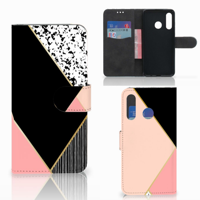 Huawei P30 Lite (2020) | Book Case | Zwart Roze Vormen - thumbnail