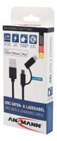 Ansmann USB-kabel, 2-in-1, 1,2 m, diverse kabels - thumbnail