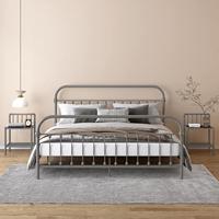 Nachtkastjes 2 st metaal en glas grijs en zwart - thumbnail