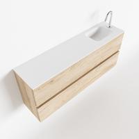 MONDIAZ ADA 120cm toiletmeubel washed oak. LEX wastafel talc rechts 1 kraangat - thumbnail