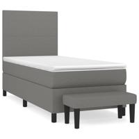 Boxspring met matras stof donkergrijs 90x190 cm - thumbnail