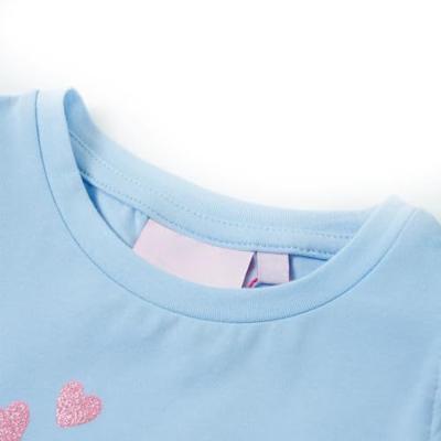 Kindershirt met ruches aan de mouwen 116 lichtblauw Kindershirt met ruches aan de mouwen 116 lichtblauw