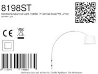 Steinhauer Wand booglampSparkled RVS met witte lampenkap - 8198ST - thumbnail