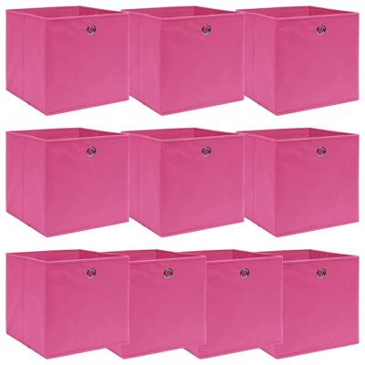 Opbergboxen 10 st 32x32x32 cm stof roze