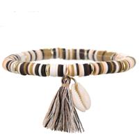 Enkelband Platte Kralen Schelp & Kwastje - Bruin - thumbnail