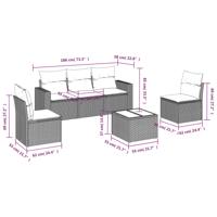 5-delige Loungeset met kussens poly rattan bruin - thumbnail