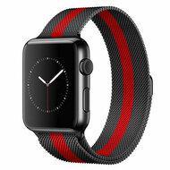 Milanese RVS bandje - Zwart met rood - Geschikt voor Apple Watch 38mm / 40mm / 41mm / 42mm - thumbnail