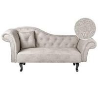 Beliani - LATTES II - Chaise longue - Taupe - Linkerzijde - Fluweel - thumbnail