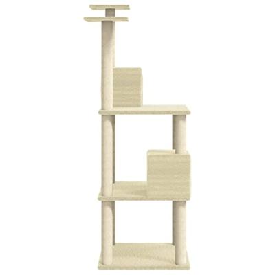 Kattenmeubel met sisal krabpalen 141 cm crèmekleurig - thumbnail