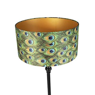 QAZQA Vloerlamp zwart met velours kap pauw goud 50 cm - Classico