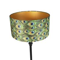 QAZQA Vloerlamp zwart met velours kap pauw goud 50 cm - Classico - thumbnail