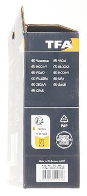 TFA Dostmann 60.3012 Wandklok Kwarts 160 mm x 45 mm Zilver Geschikt voor vochtige ruimtes TFA Dostmann 60.3012 Wandklok Kwarts 160 mm x 45 mm Zilver Geschikt voor vochtige ruimtes