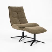 Eleonora Fauteuil 'Marcus' met voetenbank, kleur Groen Baquer - thumbnail