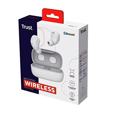 Trust Mobile Nika Compact Draadloze Bluetooth Oordopjes Wireless Earphones, 18 Uur Speeltijd in Totaal, Ingebouwde Microfoon, TWS, voor PC, Laptop, Smartphone, Tablet - Wit