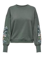 Only Onlbrooke L/s O-neck Flower Swt Noos Sweater Balsam Green - thumbnail