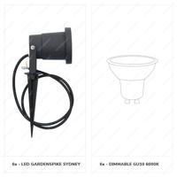 Set van 6 Sydney LED prikspots - Dimbaar - Kantelbaar - GU10 4 Watt 345 Lumen - 6500K daglicht wit - IP64 Waterdicht - Zwart - thumbnail