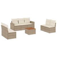 8-delige Loungeset met kussens poly rattan beige - thumbnail