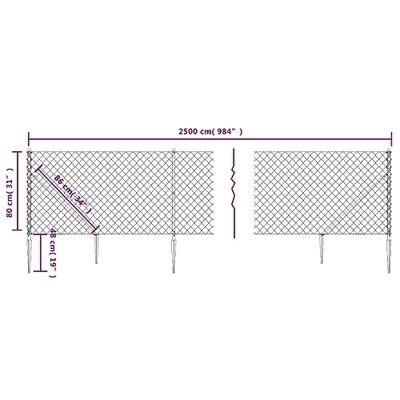 VidaXL Gaashek met grondankers 0,8x25 m antracietkleurig