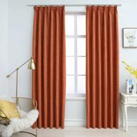 VidaXL Gordijnen verduisterend met haken 2 st 140x225 cm roestkleurig - thumbnail