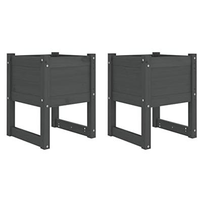 VidaXL Plantenbakken 2 st 40x40x52,5 cm massief grenenhout grijs