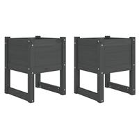 VidaXL Plantenbakken 2 st 40x40x52,5 cm massief grenenhout grijs - thumbnail
