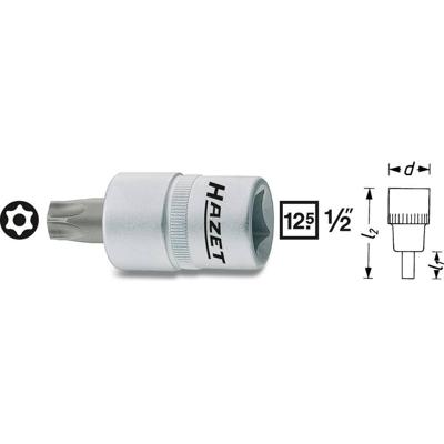 HAZET Dopsleutelbit 992-T40H · 1/2 inch (12,5 mm) vierkant hol · Tamper resistant TORX®-profiel · SW T40H HAZET Dopsleutelbit 992-T40H · 1/2 inch (12,5 mm) vierkant hol · Tamper resistant TORX®-profiel · SW T40H