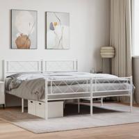 Bedframe met hoofd- en voeteneinde metaal wit 140x200 cm - thumbnail