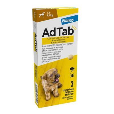 AdTab anti vlo kauwtabletten voor de hond 1,3-2,5kg - per verpakking