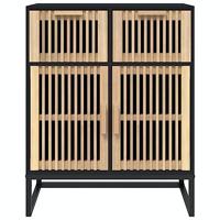 Dressoir 60x30x75 cm bewerkt hout zwart - thumbnail