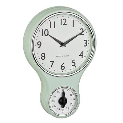 TFA Dostmann 60.3073.20 Wandklok Kwarts, Mechanisch 196 mm x 58 mm x 300 mm Mint, Groen