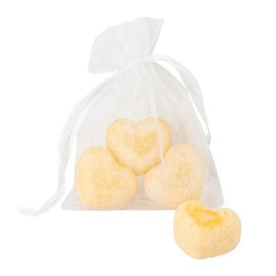 Daan Kromhout Amberblokje hart babypoeder 2,5 cm organza zakje met 3 stuks | 24 stuks